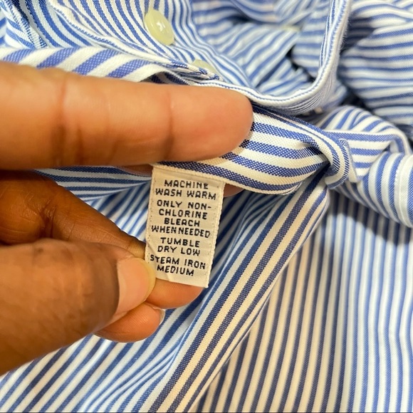 POLO Ralph Lauren Mens Blue Striped Button Down Dress Shirt Sz 17 (34-35) - Picture 15 of 16